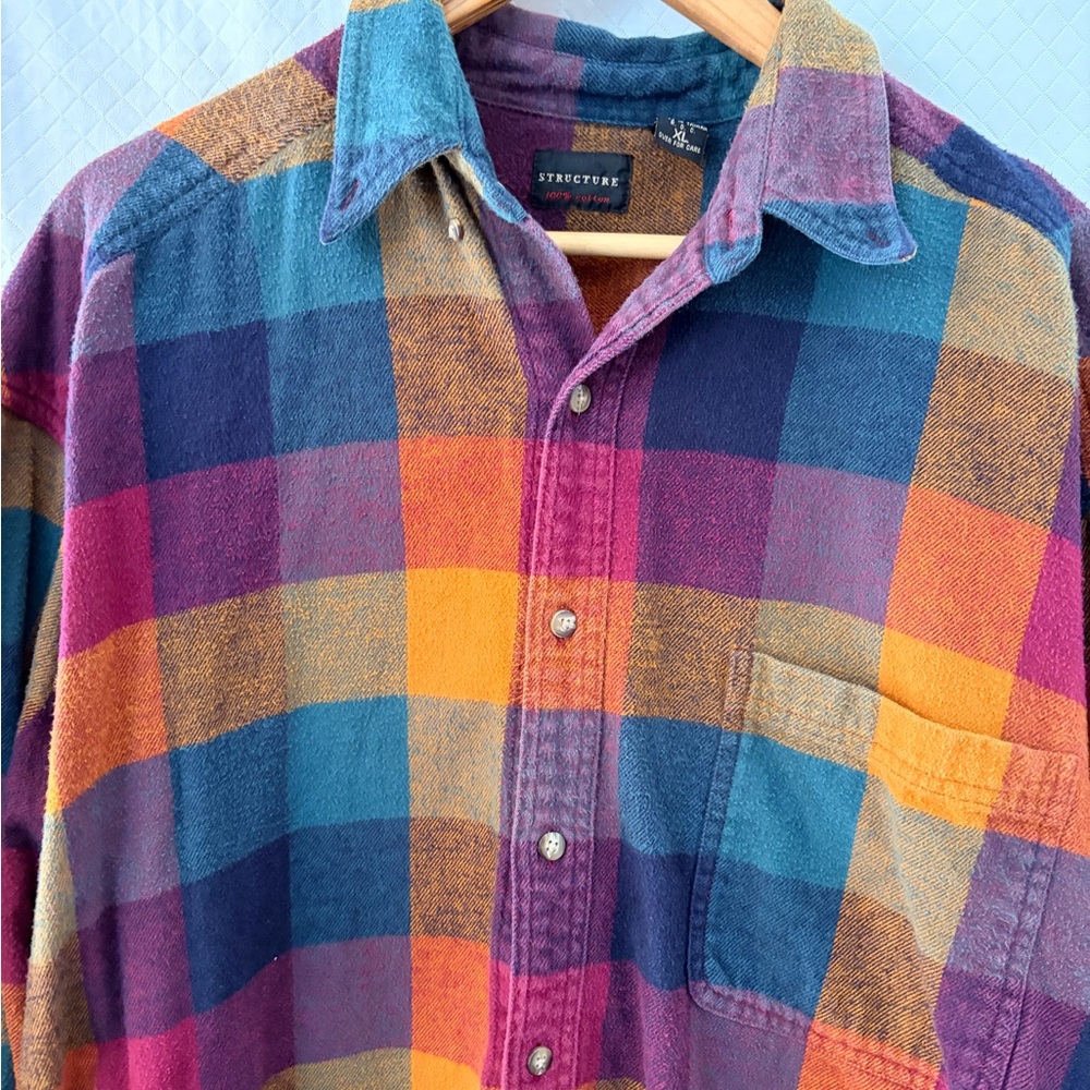 Structure Multicolor Plaid Button Down Shirt - image 8